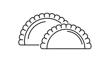 Minimalist line art illustration of two empanadas