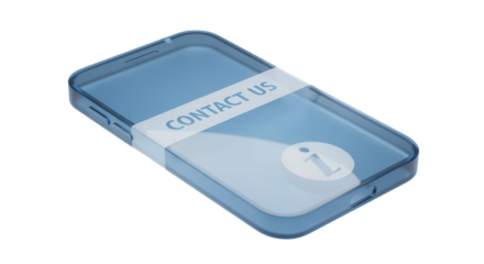 Blue Frosted Glass 3D Contact Us Phone Icon for Inquiry