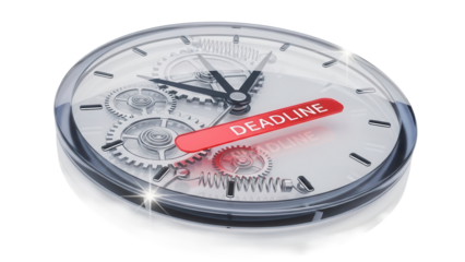 3D Glass Style Deadline Clock Icon for Time Limit