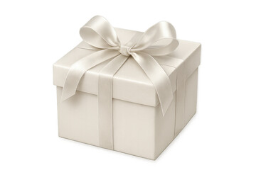 Fototapeta premium White gift box with a satin ribbon and bow, symbolizing celebration, surprise, and special occasion presents