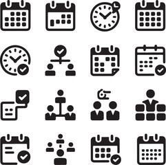 Schedule, time, and team management icon set