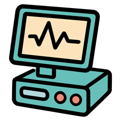Electrocardiogram electronic element technology flat color vector illustration template design