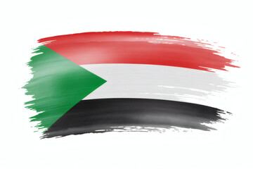 Patriotic brushstroke flag of Sudan for national pride celebrations and global unity projects, bold strokes of color