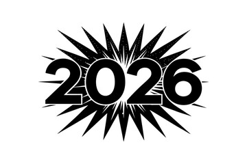 Straight line burst decoration for 2026 featuring clean geometric rays, minimal abstract energy lines, radiant linear explosion style, sharp stroke details on white background for modern graphic 