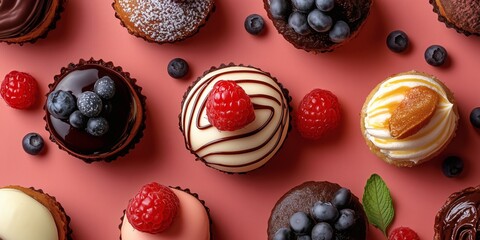 Colorful fruit-topped cupcakes