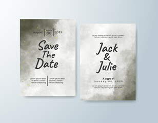 Wedding invitation with abstract splash watercolor