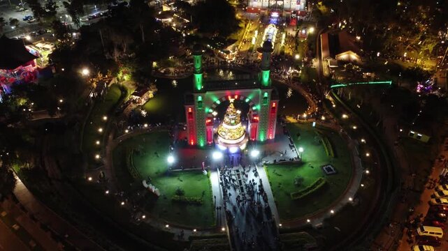Aerial view of friendship park in surco lima during christmas