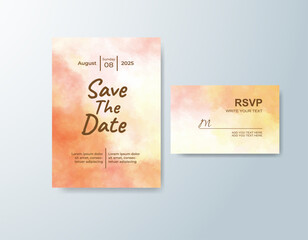 Wedding invitation with abstract splash watercolor