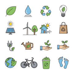 Eco-Friendly & Sustainable Living Icon Set