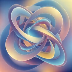 Abstract 3D Rendered Intertwined Rings with Smooth Gradient Colors and Soft Lighting.