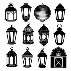 Arabic Lantern Silhouette Vector Collection