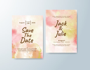 Wedding invitation with abstract splash watercolor