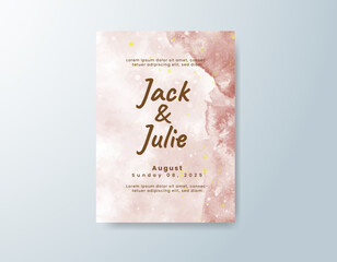 Wedding invitation with abstract splash watercolor