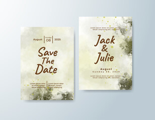 Wedding invitation with abstract splash watercolor