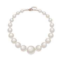 Lustrous white pearl necklace with graduated beads and an elegant gold clasp. A classic jewelry piece symbolizing timeless sophistication and luxury, ideal for fashion design