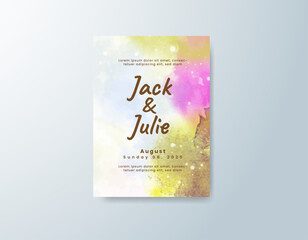 Wedding invitation with abstract splash watercolor