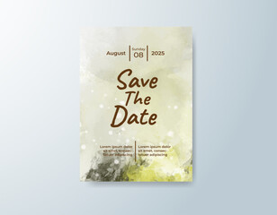 Wedding invitation with abstract splash watercolor