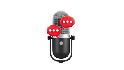 Microphone with Speech Bubbles - Podcast Concept