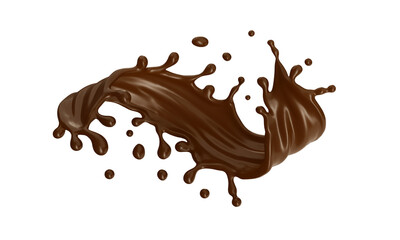 Realistic Chocolate or Cocoa Splash Transparent PNG for Beverage Design, Dessert Branding, Liquid Motion Art