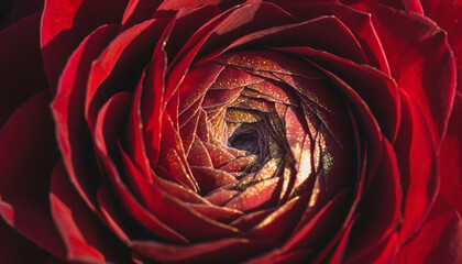 Macro Shot of Red Rose Center Swirl