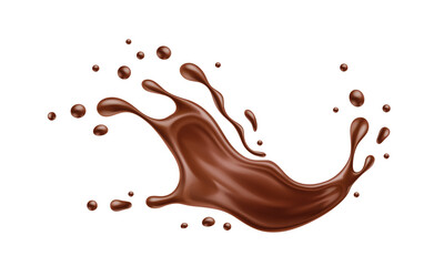 Realistic Chocolate Milk Drink Splash Transparent PNG for Beverage Packaging and Product Design
