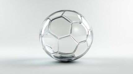 Clear soccer ball, studio shot, light background, graphic design, product presentation, for use in catalogs, or product showcase, sports equipment