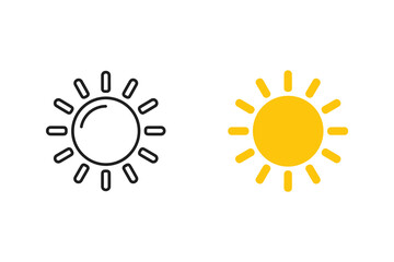 Two sun icons are displayed side by side. One is a black outline, the other is a solid yellow.