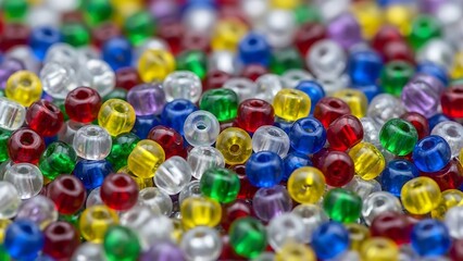 Colorful Beads Collection Closeup Craft Supplies Background