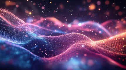 Futuristic medical research, a glowing DNA strand with data particles flowing around it, symbolizing genetic research and biotechnology on blurred background