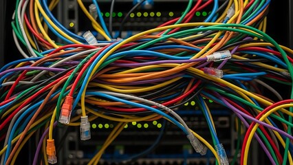 Colorful Ethernet Cables Network Server Connection Setup