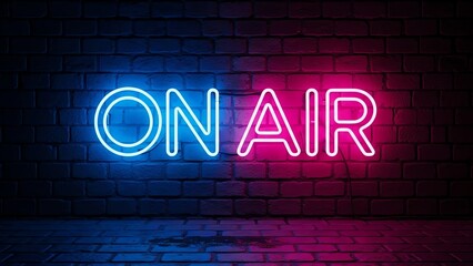 On air neon sign against brick wall