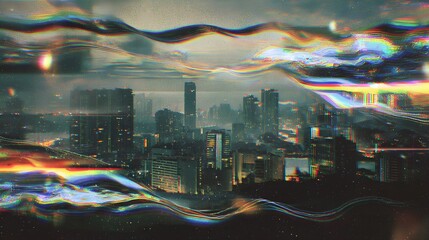 Digital distorted urban landscape