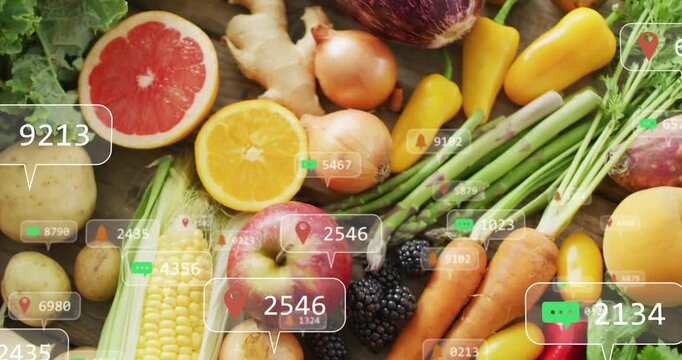 On data update UI overlays appearing and clustering over produce, changing counts and tagging items