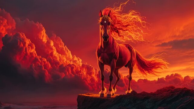 Celebrating the vibrant red horse symbol at sunset for the Chinese New Year of 2026