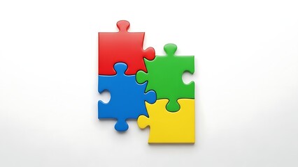 Colorful Puzzle Pieces Interlocking Together in Bright Design