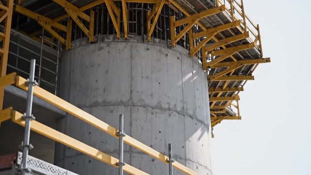 Construction scaffolding and concrete structure development site