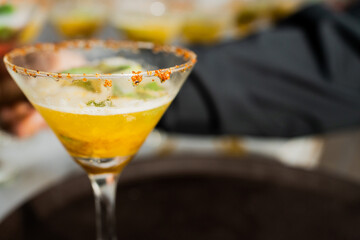 Spicy martini cocktail with chili salt rim