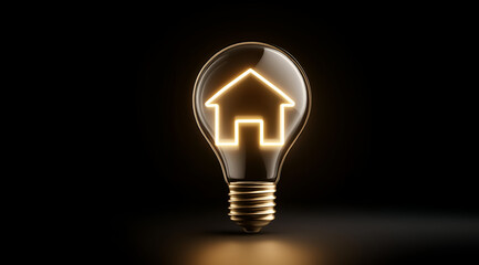 A glowing light bulb shape symbolizing home and energy efficiency in modern design, perfect for innovative ideas in home improvement.