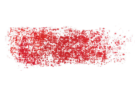 Abstract red grunge brush stroke creates a distressed textured design on a white background.