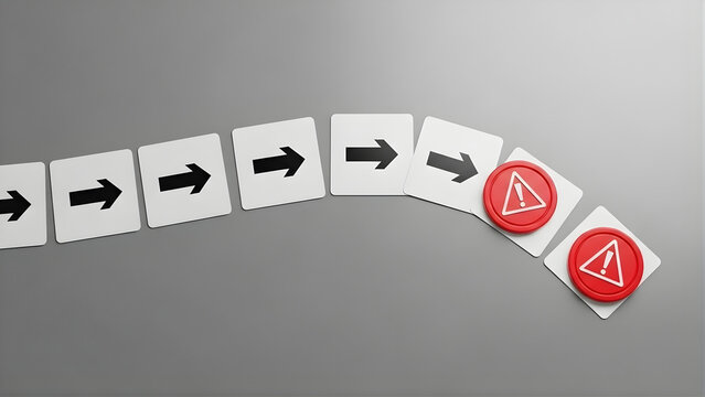 Smooth progression interrupted by an unexpected problem, illustrating a critical system error or potential risk ahead