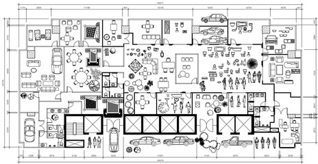 Office Interior Drawing – Structural Frame & Design Symbols