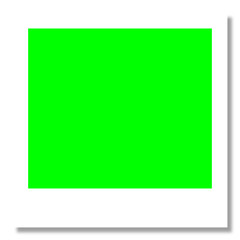 Authentic Vintage Polaroid Photo Frame Template with Neon Green Screen Placeholder for Chromakey Footage, Video Production, and Digital Marketing Copy Space Mockup