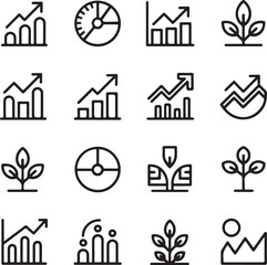 Fototapeta premium Business growth and analytics line icons
