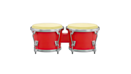 Red Bongo Drums Isolated on White Background