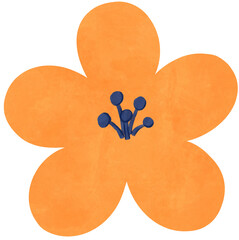 Isolated orange flower illustration with transparent background. Clip art for greeting card, poster, invitation, flower arrangement, journaling, planner design