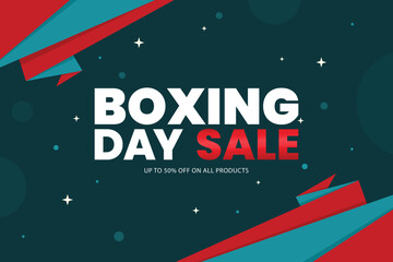 Modern Boxing Day Sale Poster with Blue and Red Minimal Layout