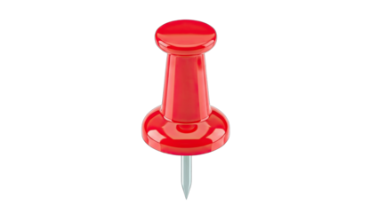Red Push Pin Isolated on White Background