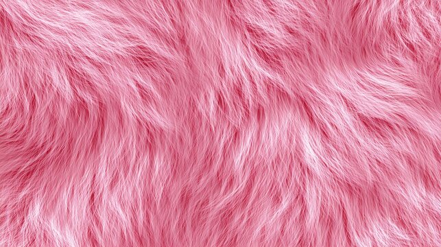 Close-up of pink faux fur texture with soft fluffy appearance.