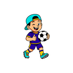 Cartoon Illustration of a cheerful soccer player
