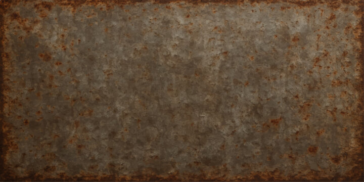 A weathered old rusty metal texture featuring a grungy brown steel surface with aged iron corrosion and a rough metallic pattern on a dirty vintage wall backdrop
